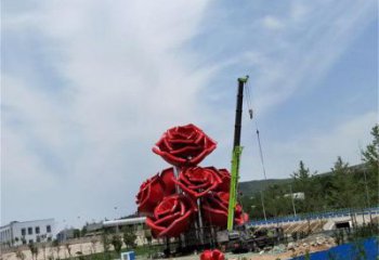 玫瑰花朵雕塑廠家，村標(biāo)概念，玫瑰花朵雕塑制作觀賞型