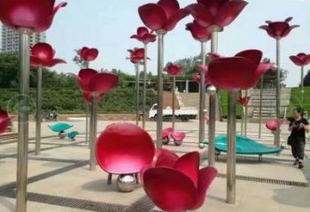 花朵雕塑定做，多彩藝術(shù)，郁金香花朵雕塑廠家選用
