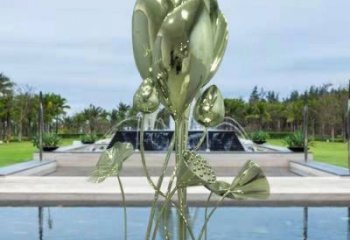 花朵雕塑指用，白鋼構(gòu)件，郁金香花朵雕塑廠(chǎng)家提供