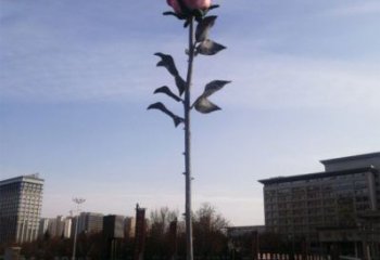 花朵月季雕塑承接，街景小品，月季花朵雕塑標志訂做