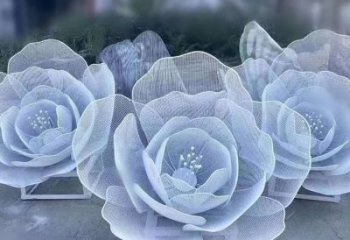 牡丹花雕塑優(yōu)選，拉絲工藝，鏤空牡丹花雕塑承接