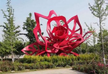 牡丹花雕塑精選，陸地?cái)[件，不銹鋼牡丹花雕塑廠家