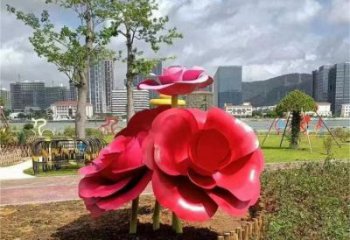 制造牡丹花雕塑廠家，地標(biāo)擺件，烤漆不銹鋼牡丹花雕塑精選
