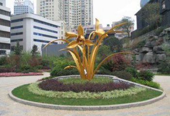 蘭花雕塑精選，露天雕塑，不銹鋼蘭花雕塑制作廠家
