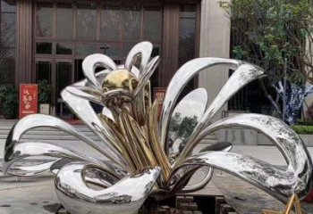 茉莉花雕塑定價，街頭雕塑，不銹鋼茉莉花雕塑廠家