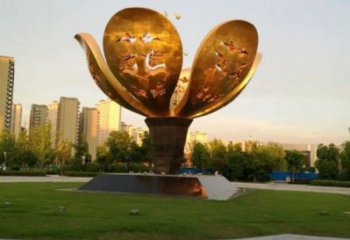 山茶花雕塑優(yōu)價，村標(biāo)概念，不銹鋼山茶花雕塑生產(chǎn)