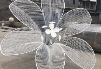 山茶花雕塑展品，室外軟裝，展示鏤空山茶花雕塑訂做