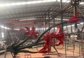 石榴花雕塑精品，標識雕塑，不銹鋼石榴花雕塑廠