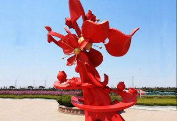 石榴花雕塑觀賞型，公園小品，不銹鋼石榴花雕塑生產(chǎn)商