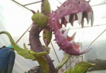 食人花雕塑承接，景區(qū)案例，仿真食人花雕塑廠家
