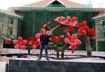 桃花雕塑供需，美陳雕塑，仿真桃花雕塑廠家承接