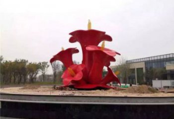 烤漆梧桐花雕塑制造商，室外軟裝，景觀梧桐花雕塑制作廠家
