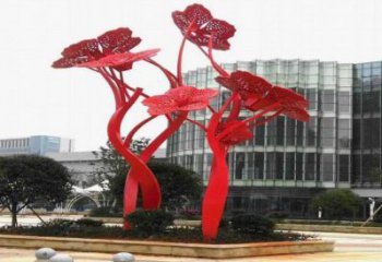 梧桐花雕塑標準，彩鋼制作，不銹鋼梧桐花雕塑優(yōu)價