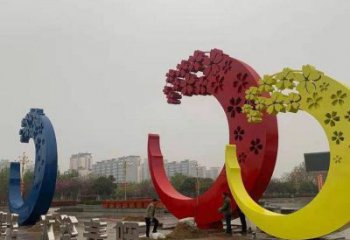 櫻花雕塑制造商，美陳雕塑，不銹鋼櫻花雕塑訂做廠家