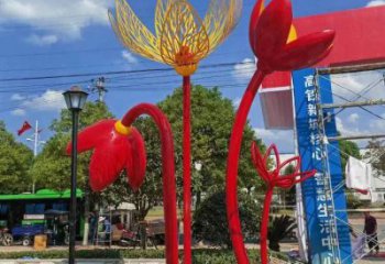 郁金香雕塑訂做，室外軟裝，不銹鋼郁金香雕塑廠(chǎng)