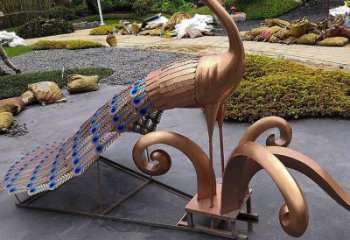 抽象孔雀雕塑預(yù)定，公園雕塑，不銹鋼孔雀雕塑承接