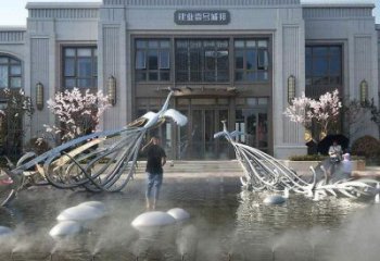 孔雀景觀雕塑常用，酒店擺件，水景不銹鋼孔雀雕塑廠