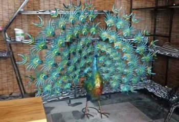 孔雀開(kāi)屏雕塑廠家，彩繪仿真造型，不銹鋼孔雀雕塑