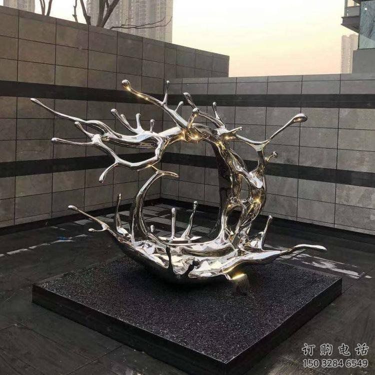 庭院海浪雕塑，鍍金歐式雕塑，鏡面形式