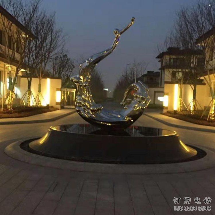 大型海浪紋雕塑公司，花園小品，不銹鋼海浪雕塑提供