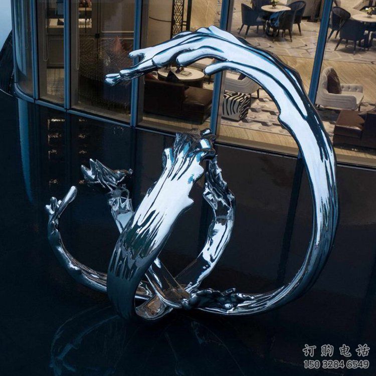 海浪紋雕塑制造商，室外軟裝，不銹鋼海浪紋雕塑承接