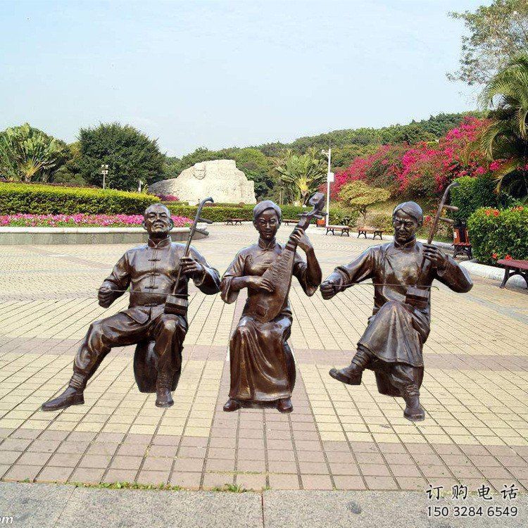 拉二胡雕塑承接，校園雕塑，民俗人物雕塑定制