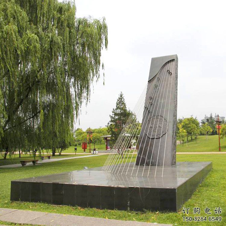 彈古箏雕塑定價(jià)，村標(biāo)概念，公園雕塑景觀選用