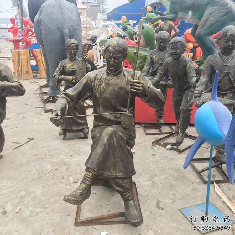 彈古箏雕塑供求，露天雕塑，民俗人物雕塑制作