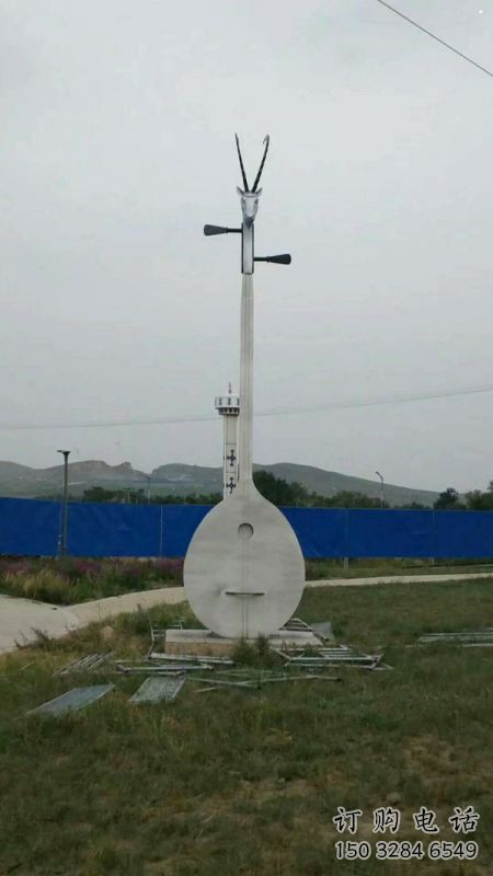 馬頭琴雕塑批發(fā)，街頭藝術(shù)，不銹鋼馬頭琴雕塑展品