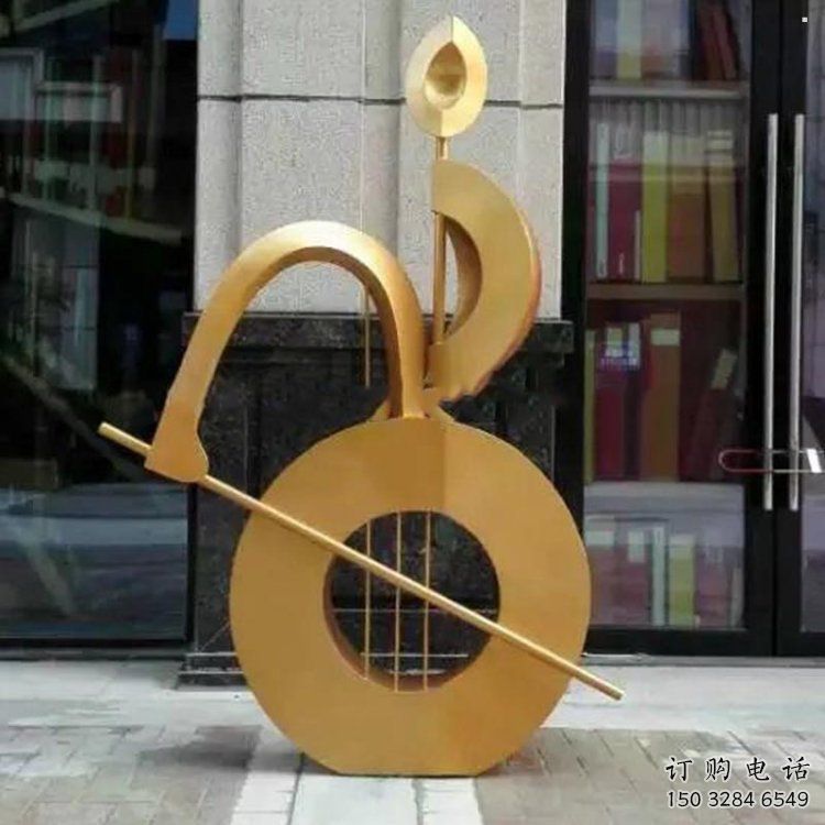 提琴雕塑點(diǎn)擊，多彩藝術(shù)，不銹鋼提琴雕塑訂做承接
