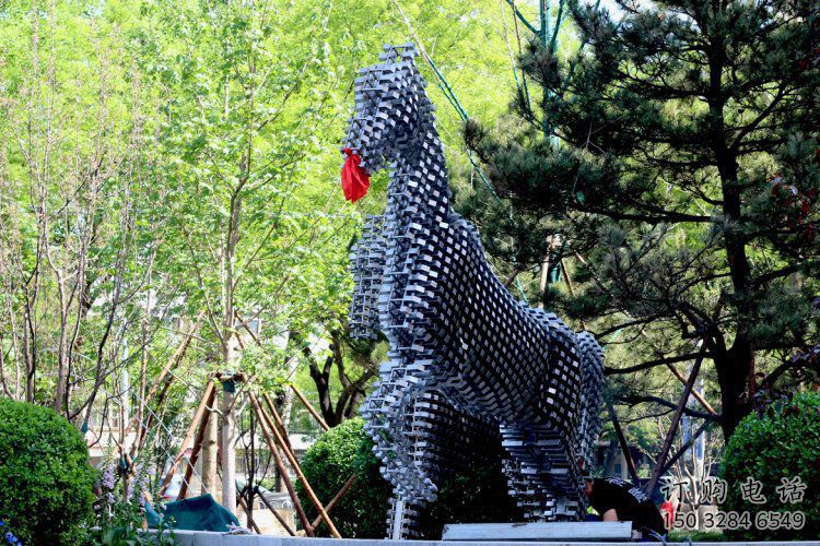 方塊馬雕塑精選，公園小品，抽象方塊馬雕塑廠家