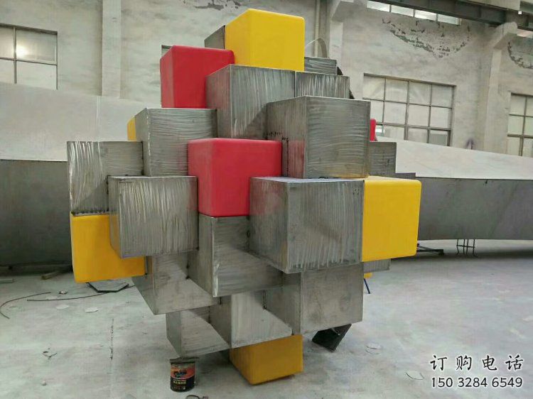 立方體雕塑批發(fā)，標識雕塑，鏤空立方體雕塑優(yōu)選廠家