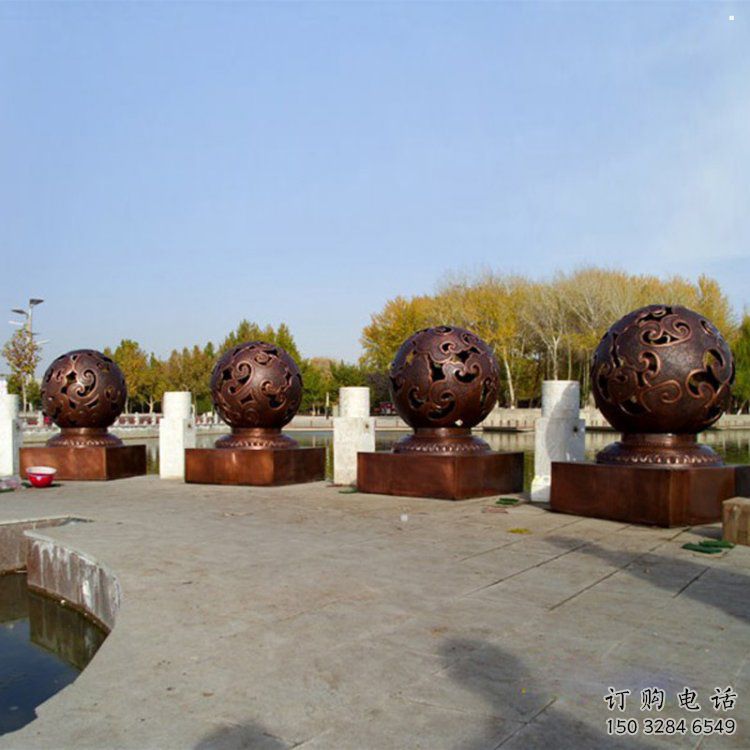 鏤空球雕塑承接，村標概念，地產(chǎn)烤漆鏤空球雕塑廠家