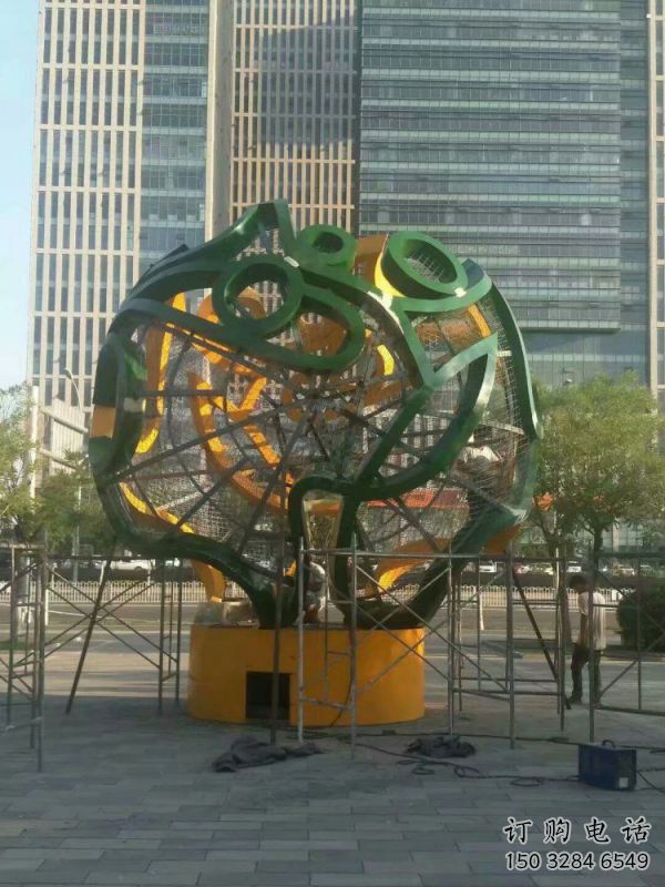 鏤空球雕塑精選，廣場(chǎng)系列，烤漆鏤空球雕塑廠家