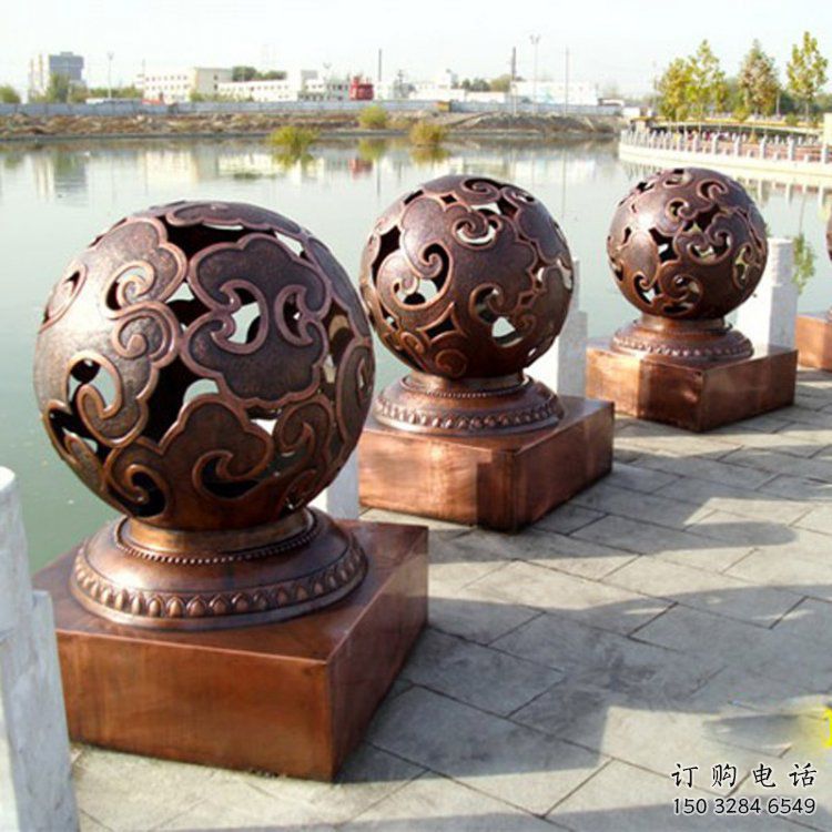 鏤空球雕塑生產(chǎn)，鋼管組合，烤漆鏤空球雕塑廠家