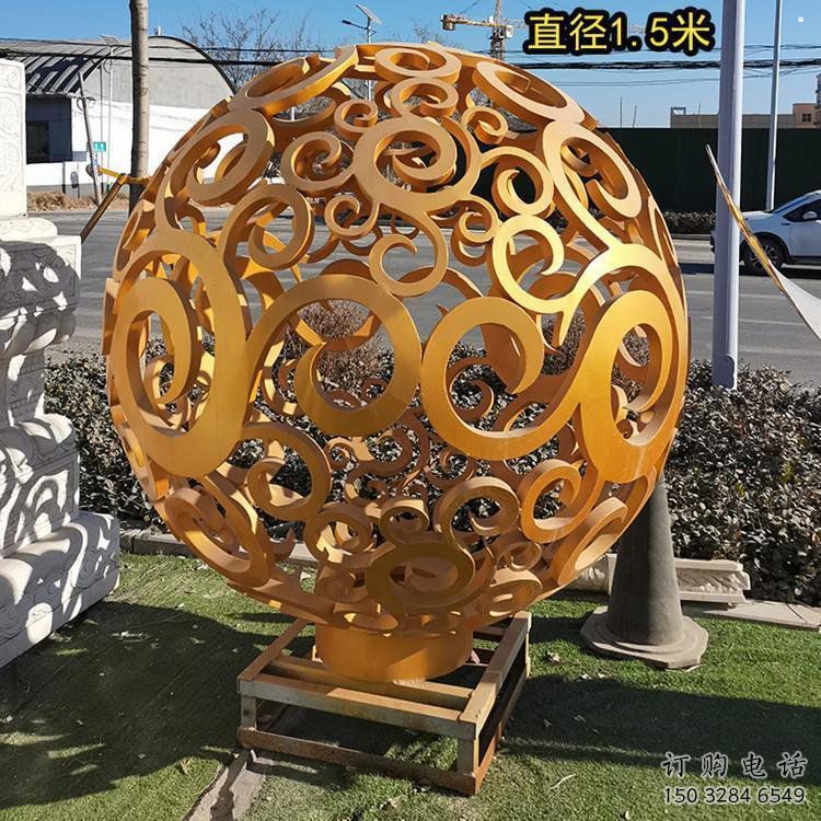 鏤空球雕塑制作，廣場(chǎng)雕塑，烤漆鏤空球雕塑廠家
