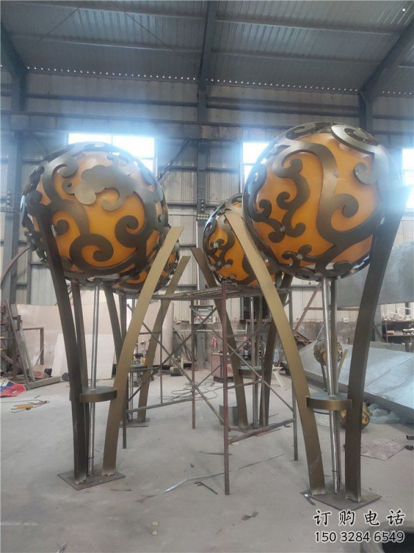空心球雕塑制作，地標(biāo)擺件，景觀鏤空空心球雕塑選用