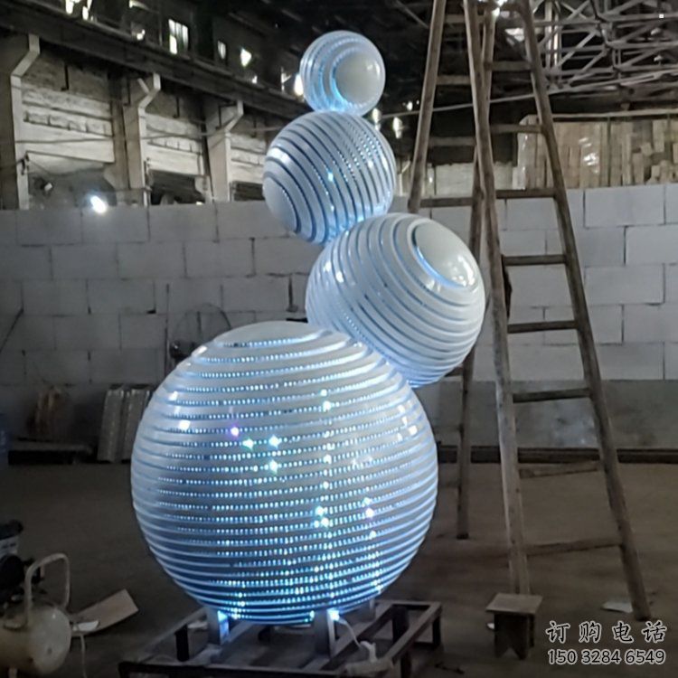 燈光球雕塑承接，城市雕塑，不銹鋼燈光球雕塑精品