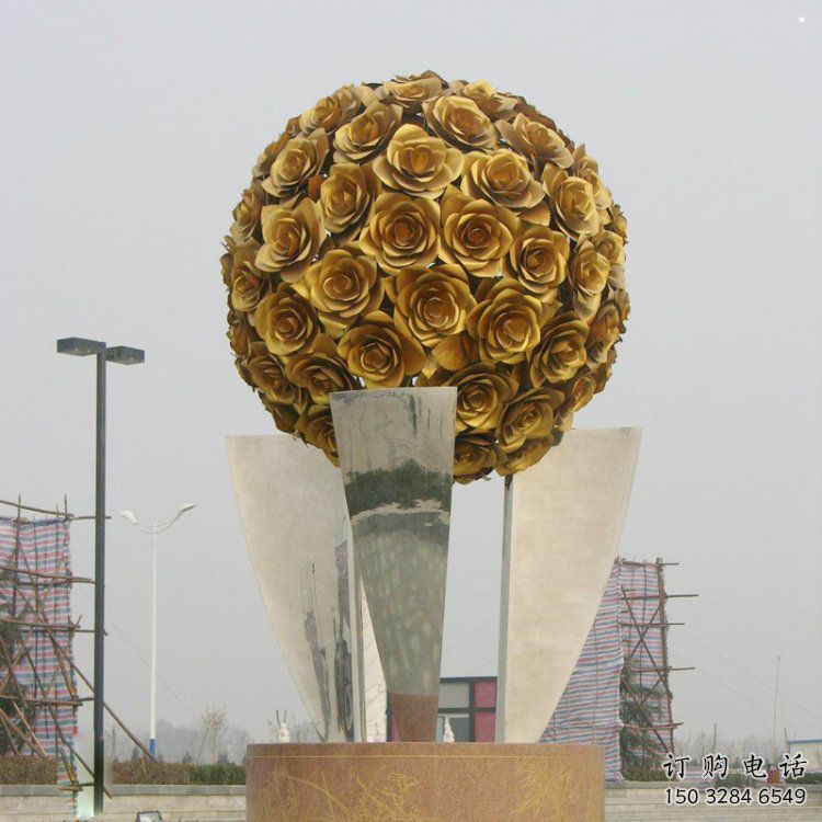 花球雕塑精選，市標(biāo)雕塑，不銹鋼花球雕塑廠家