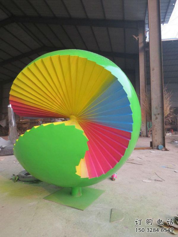 花紋球雕塑廠家，彩鋼制作，大型不銹鋼花紋球雕塑定做