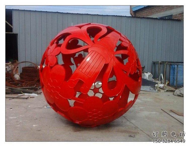 花紋球雕塑廠家，小區(qū)雕塑，不銹鋼花紋球雕塑點(diǎn)擊