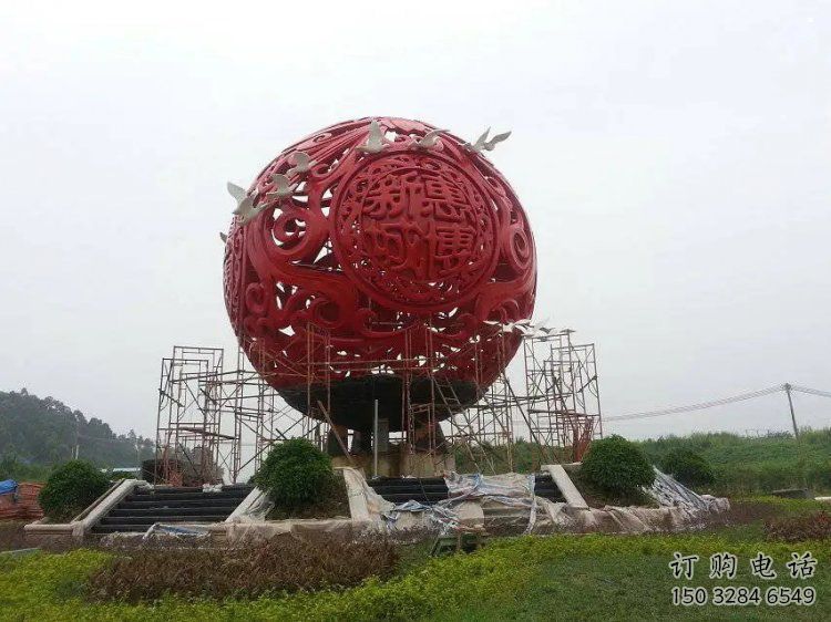 景觀圓球雕塑承接，城市裝飾，烤漆圓球雕塑廠家