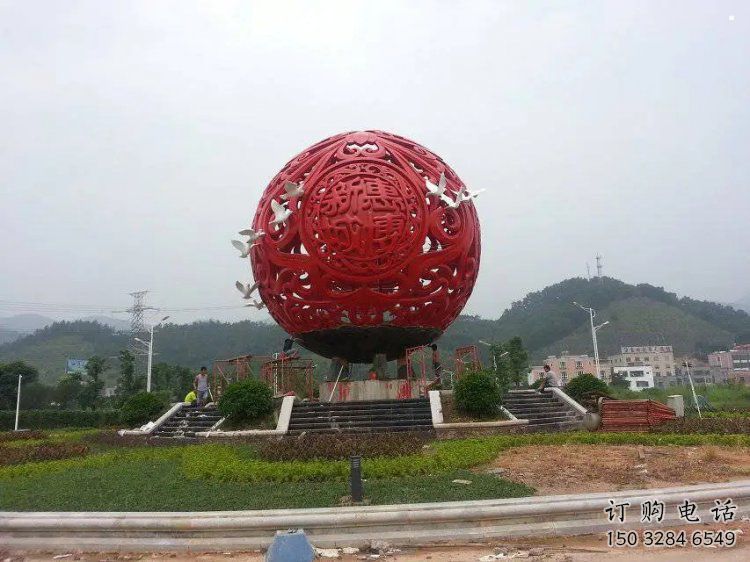 圓球雕塑訂做，街道標識，烤漆圓球雕塑定做