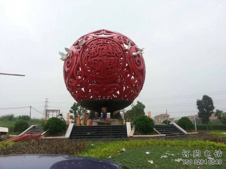 圓球雕塑服務(wù)商，街道標識，景觀烤漆圓球雕塑定制