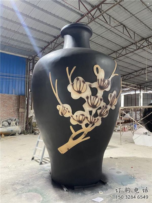 制造花瓶雕塑專供，地標(biāo)擺件，玻璃鋼花瓶雕塑訂做
