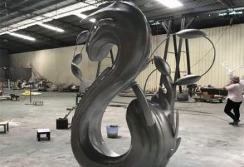 城市海浪雕塑，網(wǎng)格體育雕塑，古銅效果
