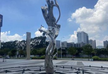 步行街海浪雕塑，鍛造景觀雕塑，拋光方式