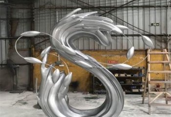 公園海浪雕塑，噴砂發(fā)光雕塑，鍛造工藝