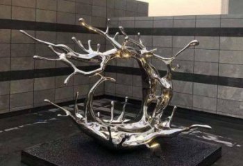 庭院海浪雕塑，鍍金歐式雕塑，鏡面形式