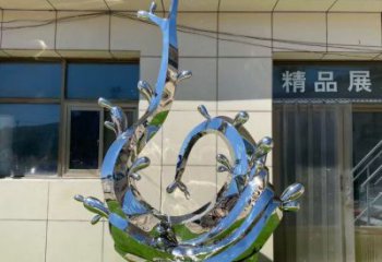 藝術(shù)景觀美陳雕塑，不銹鋼海浪雕塑廠家，拋光工藝